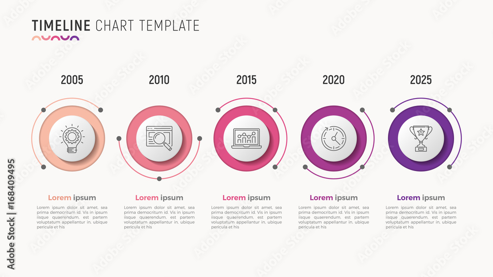 Timeline chart infographic design for data visualization. 5 steps Timeline chart infographic design for data visualization. 5 steps