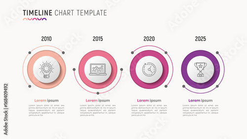 Timeline chart infographic design for data visualization. 4 steps