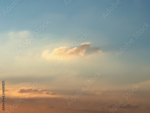 Sunlight on a cloud in the sky at sunset
