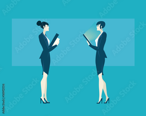 Two businesswoman on discussion. Business concept illustration. 