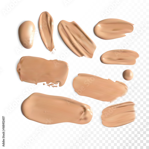 Cosmetic concealer smear strokes, tone cream smudged Vector.