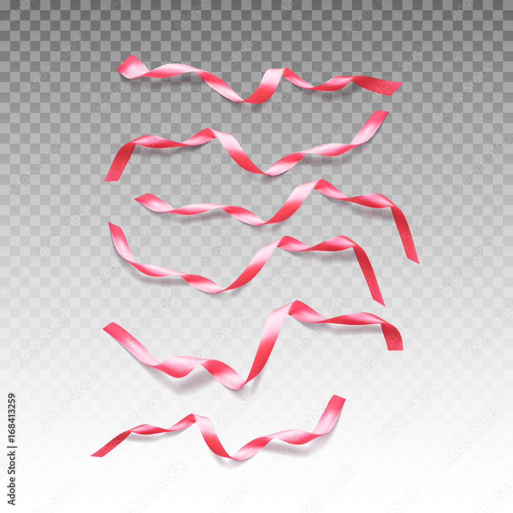Realistic silk vector ribbon set