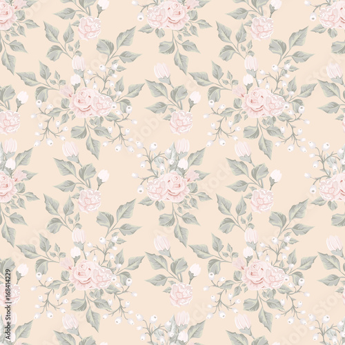 Floral seamless pattern with soft pink roses.   illustration  for textile, print, wallpapers, wrapping.