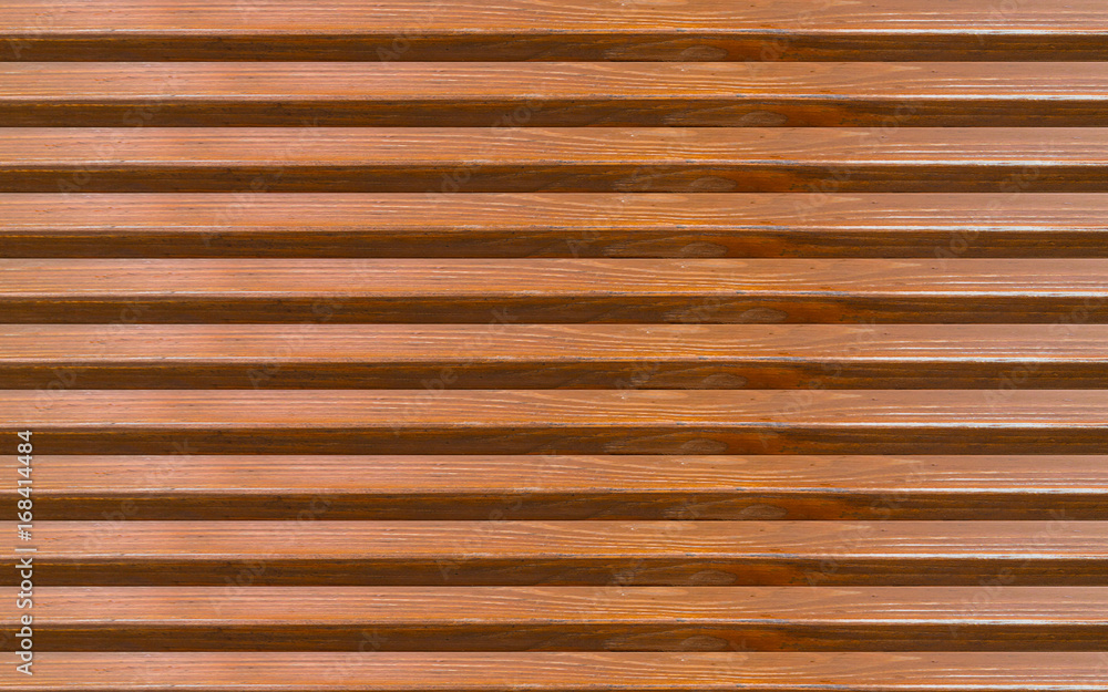 Obraz premium Brown abstract wooden background horizontal boards with empty space between elements endless row