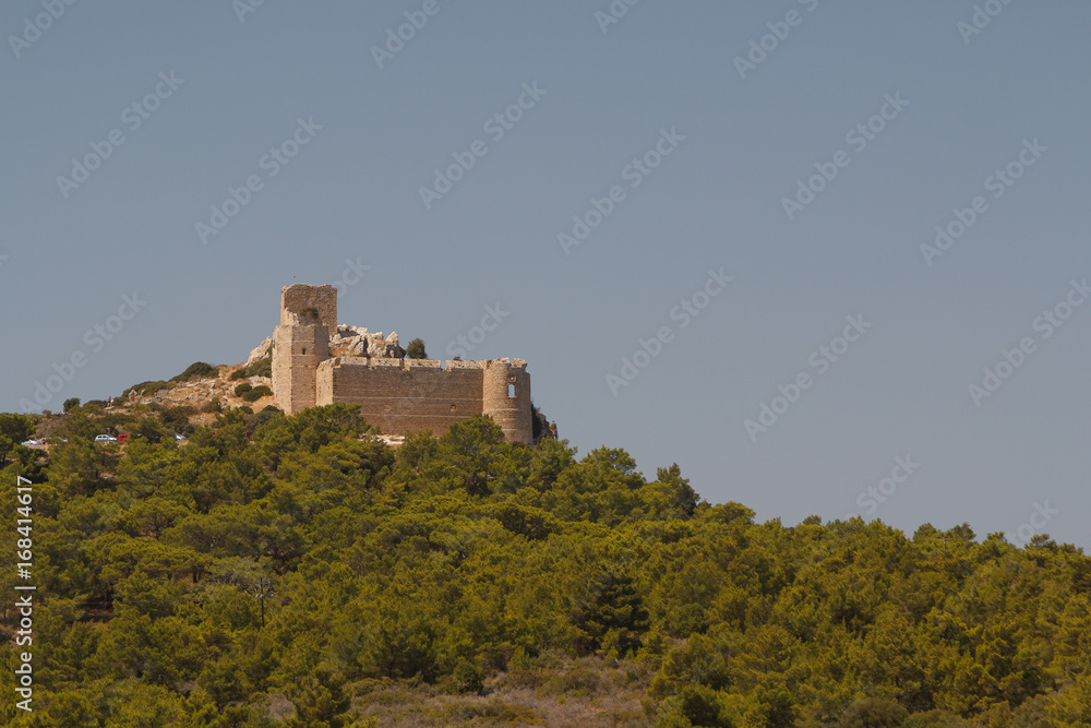 Ruins of the Kritinia medieval castle on Rhodes island, Greece