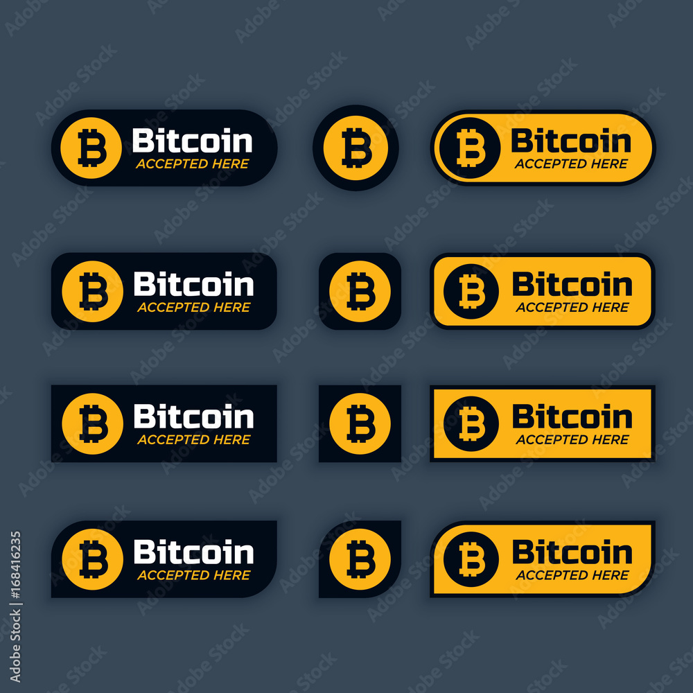 Naklejka premium bitcoins cryptocurrency buttons or labels set