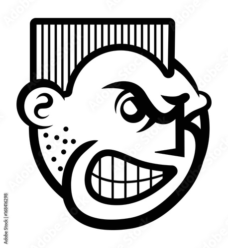 Smiley face icon of angry person