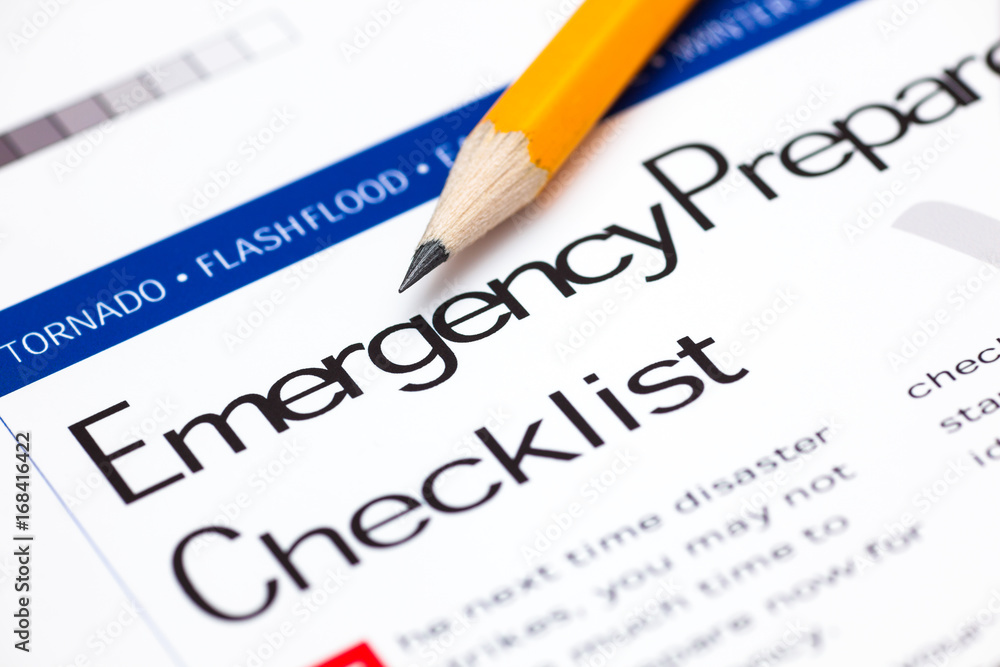 Emergency Preparedness Checklist with pencil Emergency Preparedness Checklist with pencil