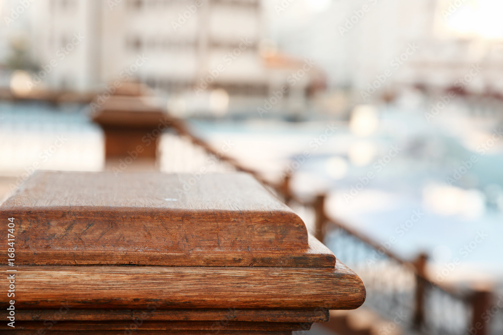 Obraz premium Part of wooden railing in luxury hotel