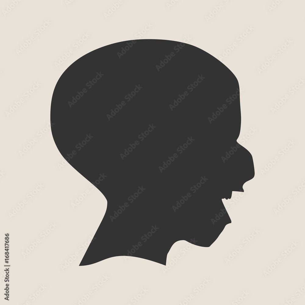 Demonic ugly face. Devil scream character. Demon or monster screaming with in an open mouth as a side view horror face. Simple silhouette Demonic ugly face. Devil scream character. Demon or monster screaming with in an open mouth as a side view horror face. Simple silhouette