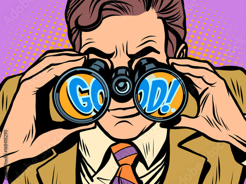 Good Businessman looking through binoculars