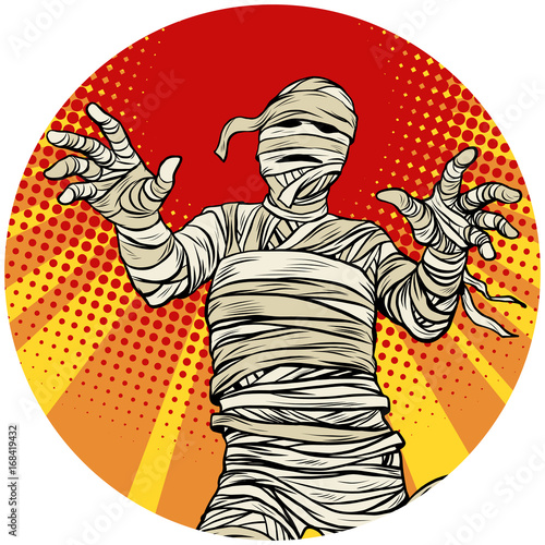 Egyptian mummy walking pop art avatar character icon