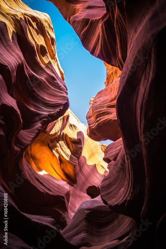 Natural stone texture. Weathered sandstone in the lower Antelope Canyon, Arizona, USA