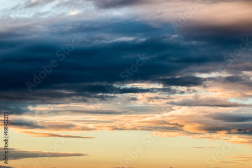 colorful dramatic sky with cloud at sunset