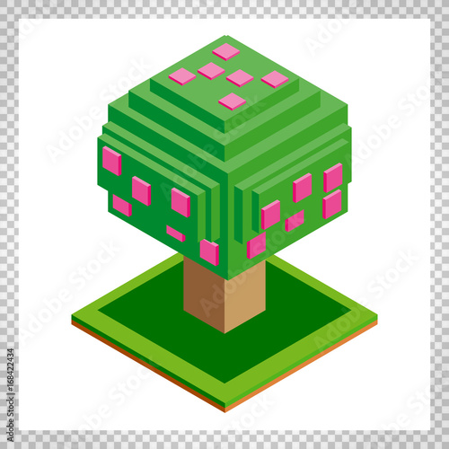 Isometric tree icon for forest  park  city. Landscape constructor for game  map  prints  ets. Isolated on white background.