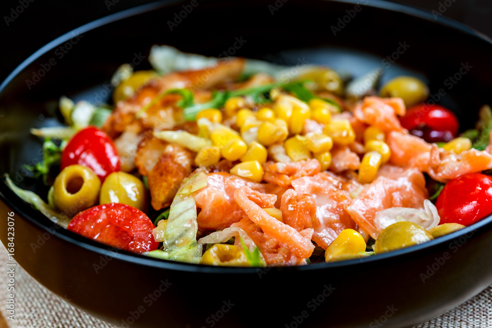 Fresh chicken salad with tomatoes Fresh chicken salad with tomatoes