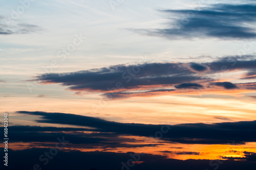 colorful dramatic sky with cloud at sunset