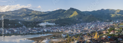 Mogoke town viewing from Kyauk Saung Paya View Point , Mogoke, Shan state, Myanmar. photo