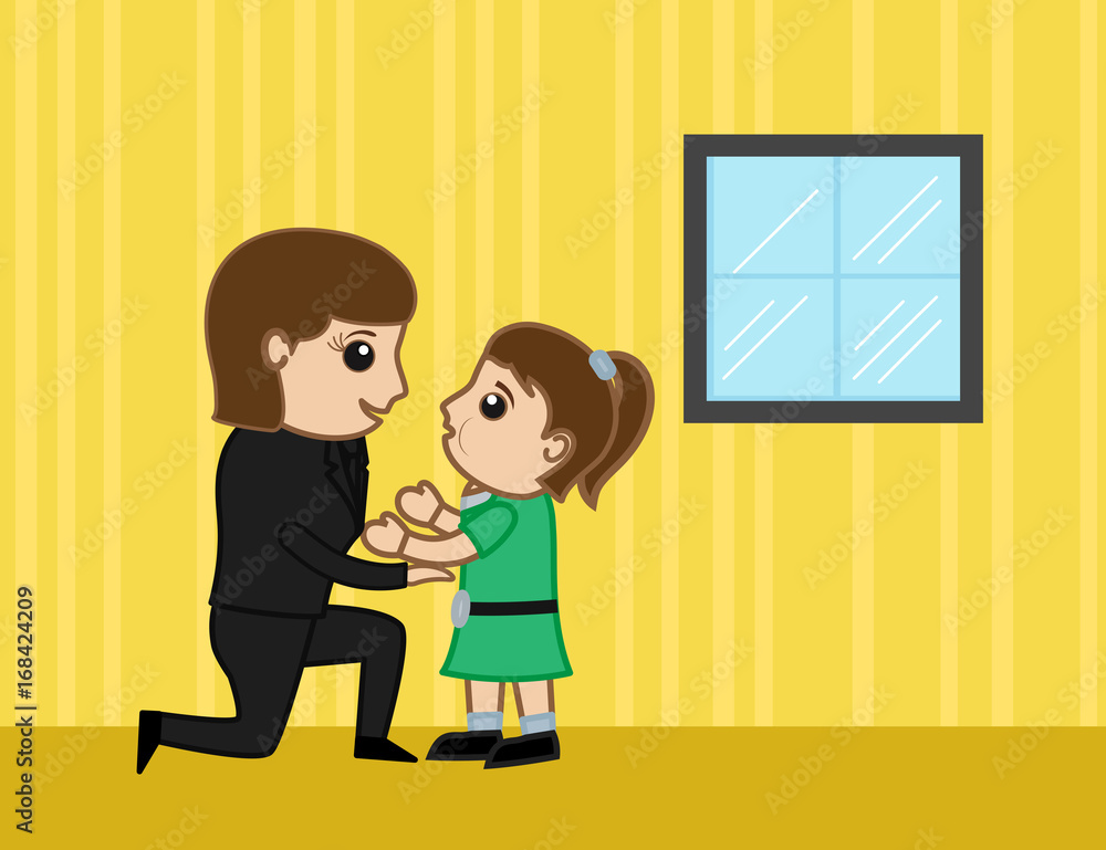Businesswoman Mother and Small Girl Cartoon Vector Businesswoman Mother and Small Girl Cartoon Vector