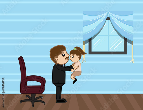 Man Playing with His Little Girl at Home