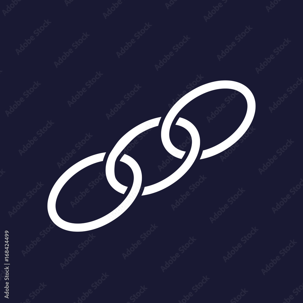 Chain, chain links. Vector icon on dark blue background Chain, chain links. Vector icon on dark blue background