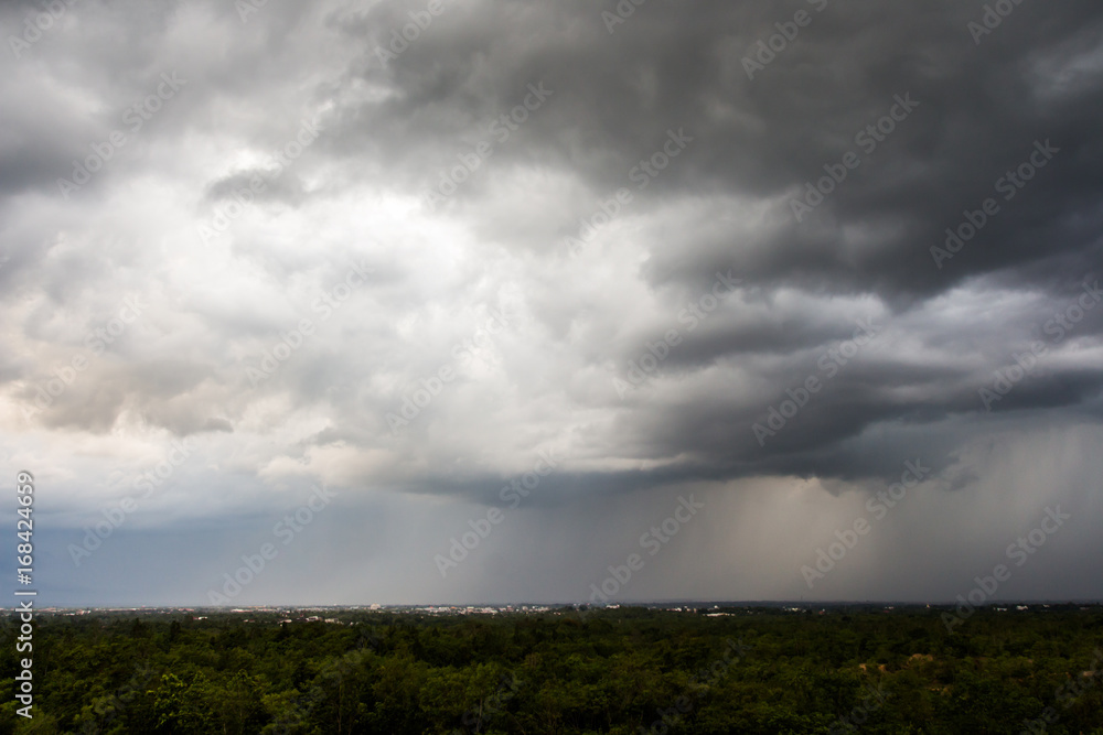 colorful dramatic sky with cloud at sunset.