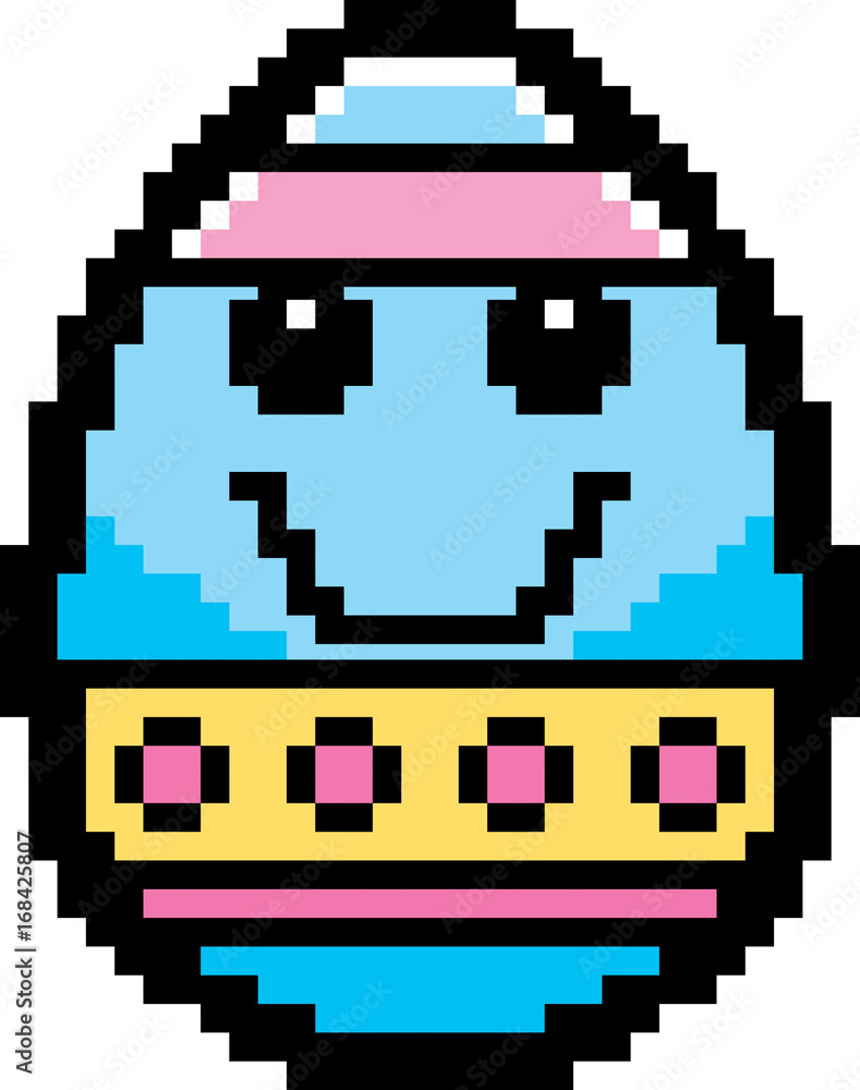 Obraz premium Smiling 8-Bit Cartoon Easter Egg