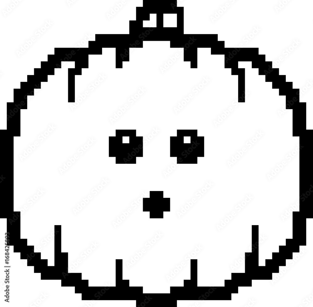 Surprised 8-Bit Cartoon Pumpkin