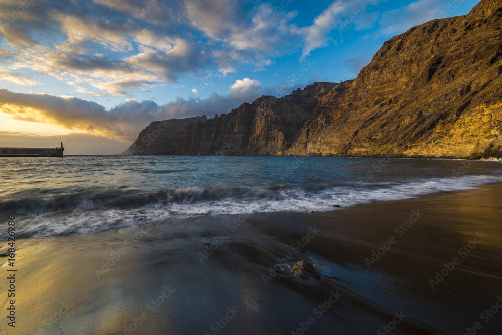 Sunset over Los Gigantes beach in Tenerife Sunset over Los Gigantes beach in Tenerife
