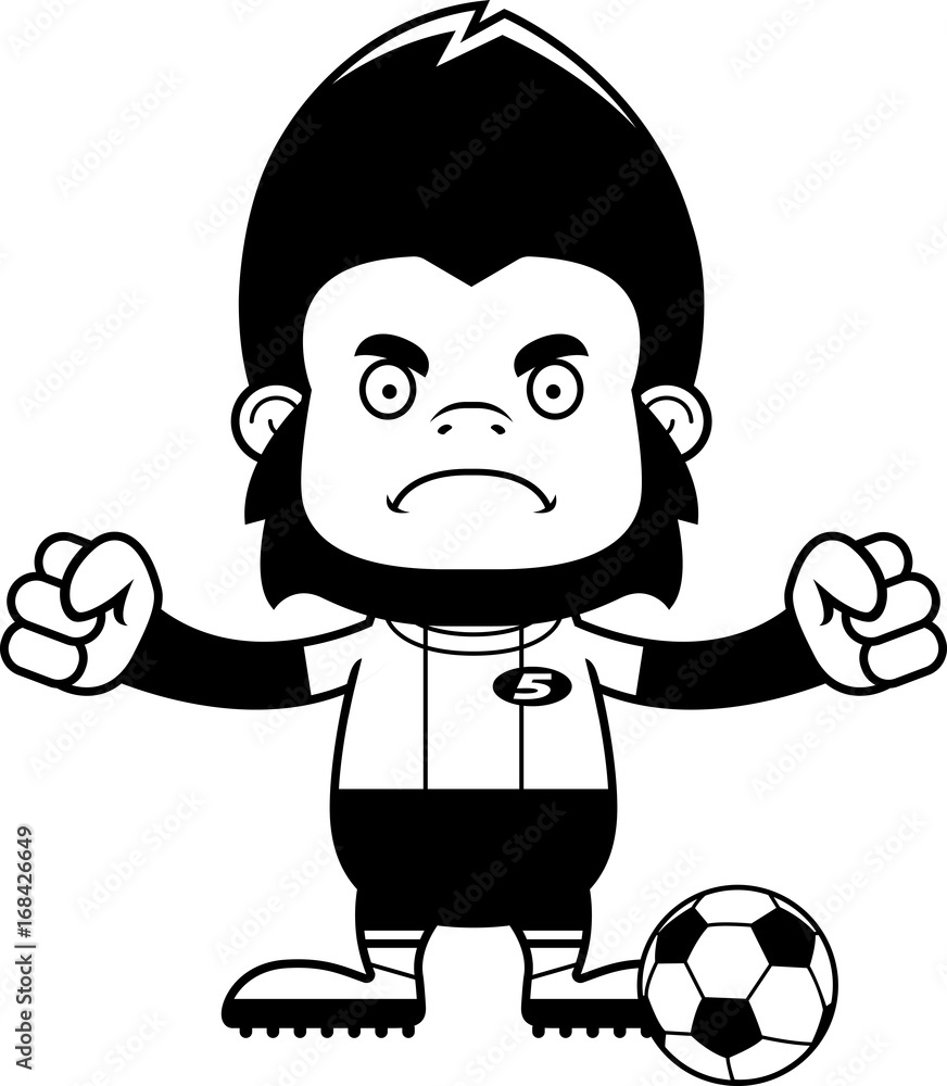 Cartoon Angry Soccer Player Gorilla