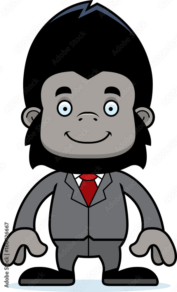 Cartoon Smiling Businessperson Gorilla