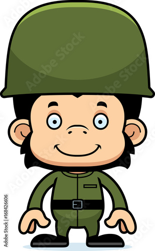 Cartoon Smiling Soldier Chimpanzee