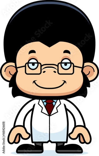 Cartoon Smiling Scientist Chimpanzee