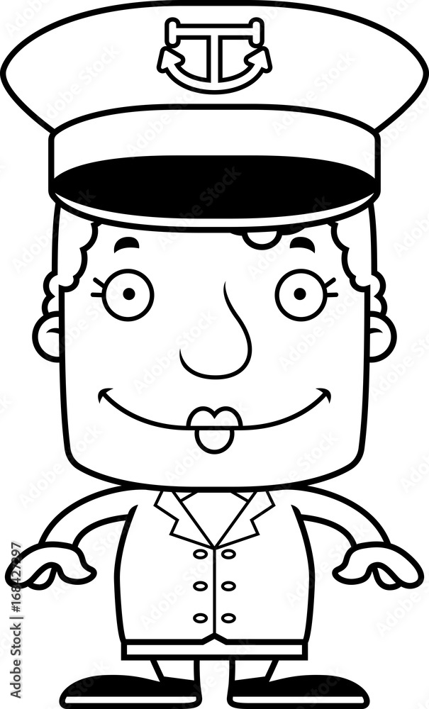 Cartoon Smiling Boat Captain Woman Cartoon Smiling Boat Captain Woman
