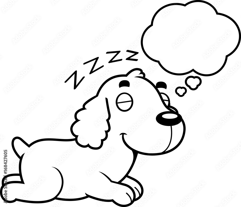 Cartoon Cocker Spaniel Dreaming