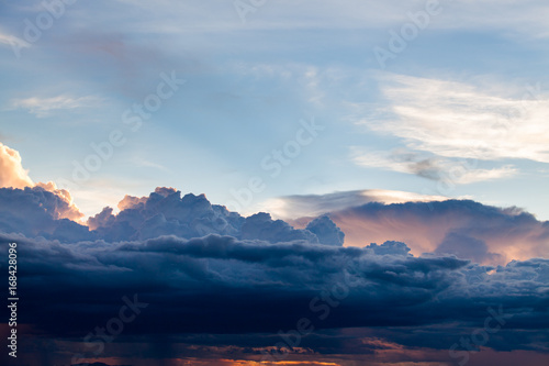 colorful dramatic sky with cloud at sunset