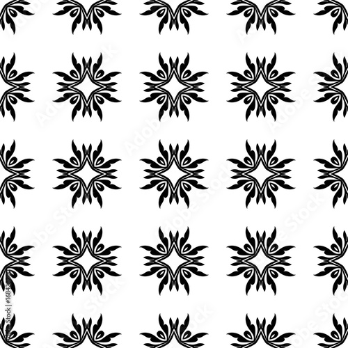 Seamless vintage wallpaper. Black and white pattern. Ornamental decorative background. Vector template can be used for design of wallpaper, fabric, oilcloth, textile, wrapping paper and other design