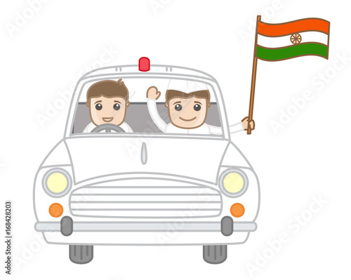 Patriotic Political Leader Holding India Flag