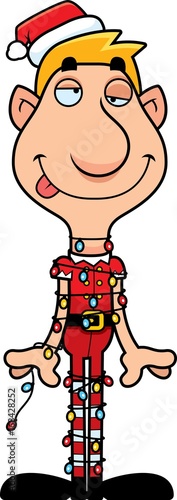 Cartoon Christmas Elf Tangled Up