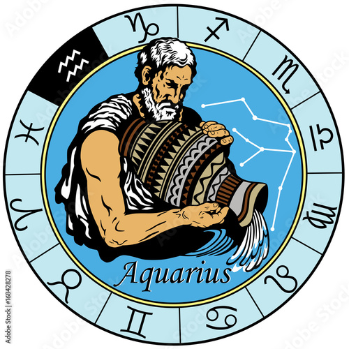 aquarius astrological horoscope sign in the zodiac wheel