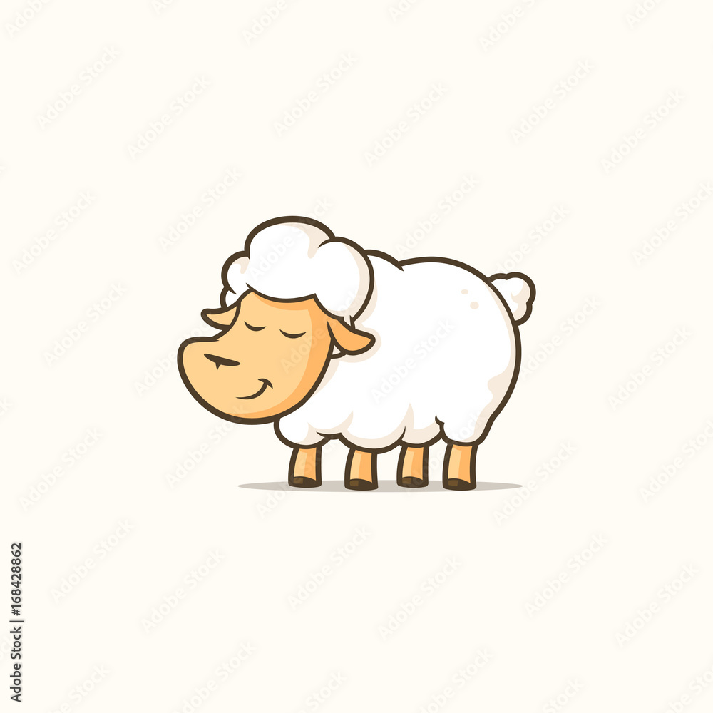 Obraz premium Cute cartoon sheep vector illustration
