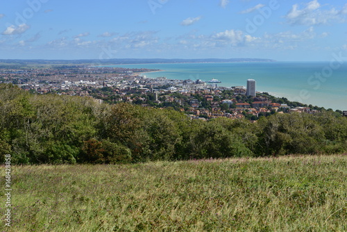Looking down at the seaside town of Eastbourne in East Sussex. © paulbriden
