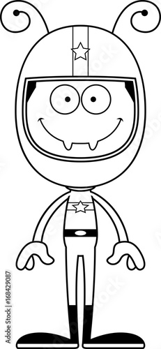Cartoon Smiling Race Car Driver Ant