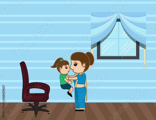 Indian Mother Playing with Her Small Girl