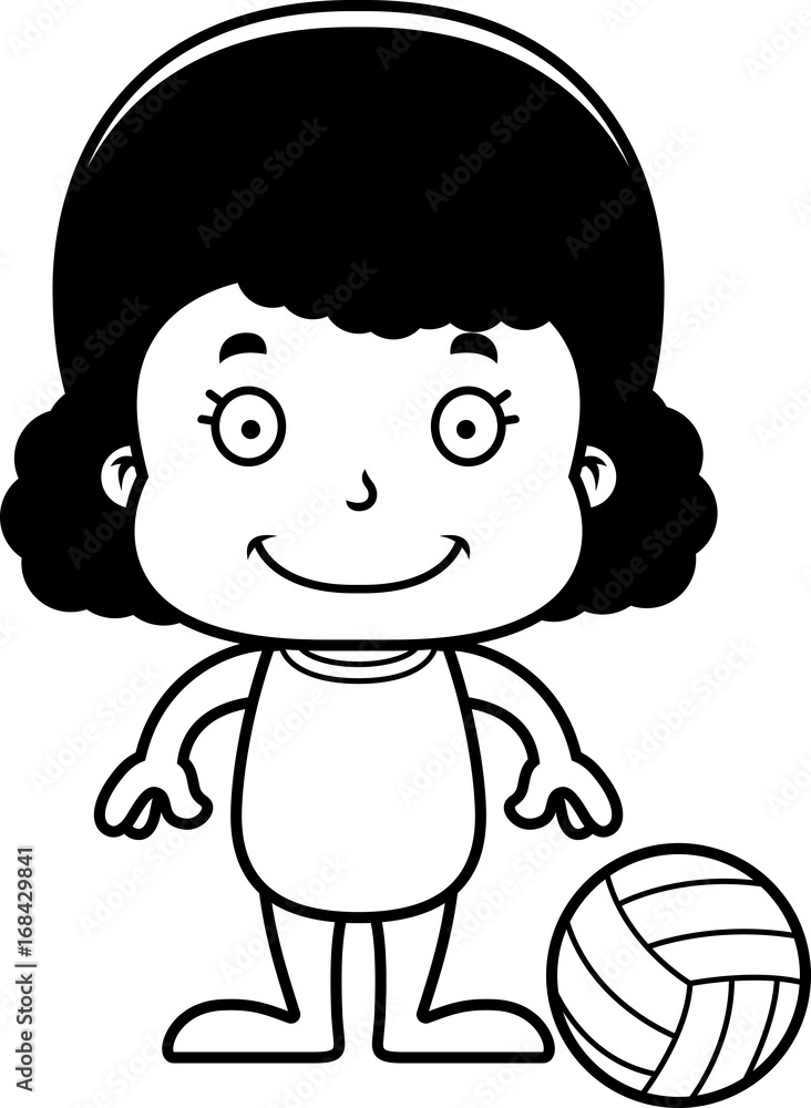 Cartoon Smiling Beach Volleyball Player Girl Cartoon Smiling Beach Volleyball Player Girl