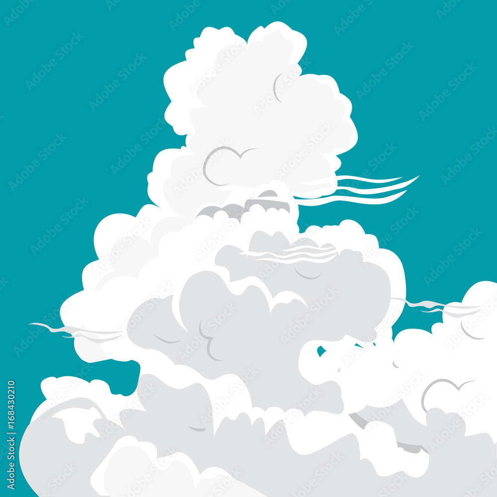Obraz premium White clouds of different shapes on a blue background