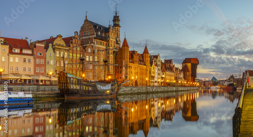 colorful gothic facades of the old town in Gdansk, Poland
