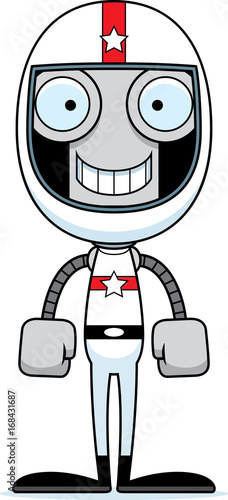 Cartoon Smiling Race Car Driver Robot