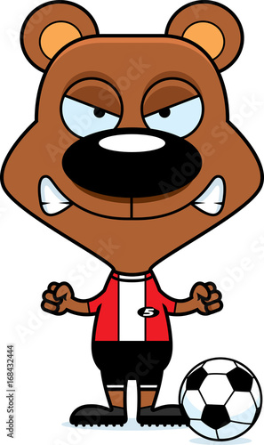 Cartoon Angry Soccer Player Bear
