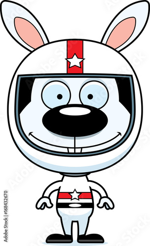 Cartoon Smiling Race Car Driver Bunny